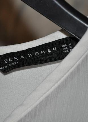 Нежная, белая  блузка zara c объемным рукавом8 фото