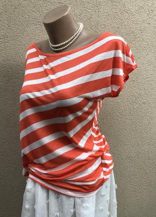 Ассиметрия блуза,футболка реглан,открытое плечо,пляжное в полоску,хлопок,италия6 фото