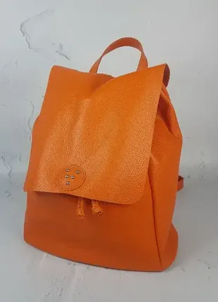 Рюкзак жіночий "неаполь" натуральна шкіра, помаранчевий флотар