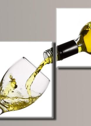 Модульна картина на полотні з 2-х частин "біле вино"1 фото