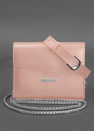 Набір сумка-клатч на пояс через плече жіноча шкіряна, рожева 2 шт6 фото