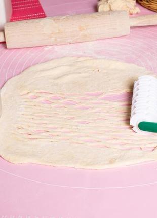 Скалка валик накатка нож ролик резак кондитерский для нарезки теста сеткой широкий cookie fliya5 фото