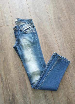 Голубые голубые синие узкие стрейч джинсы штаны низкая талия3 фото