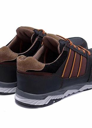 Мужские кожаные кроссовки adidas tech flex brown6 фото