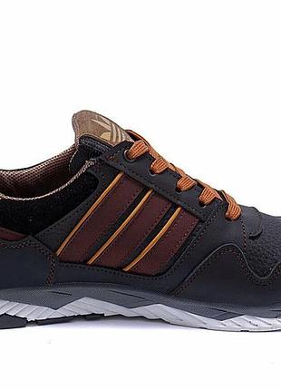 Мужские кожаные кроссовки adidas tech flex brown8 фото