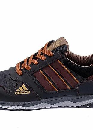 Мужские кожаные кроссовки adidas tech flex brown9 фото