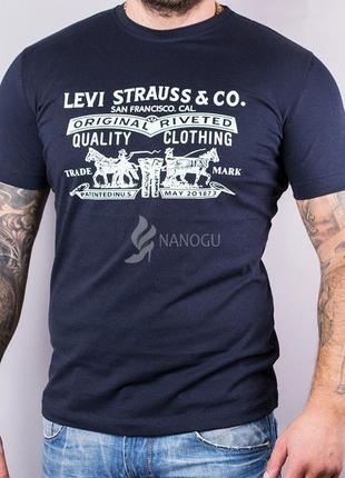 Футболка мужская levi strauss & co темно-синяя хлопковая1 фото