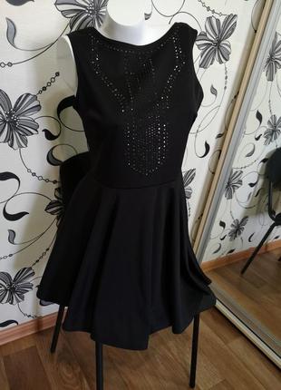 Чёрное платье с камушками2 фото