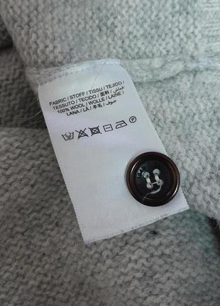 Шерстяная кофта / кардиган серого цвета с кожанными налокотниками gant made in tunisia8 фото