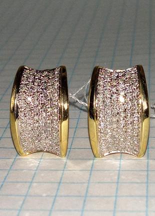 Сережки полукольца 6 дорожек бриллианты 0,56сt жёлтое золото 585 5,97гр5 фото
