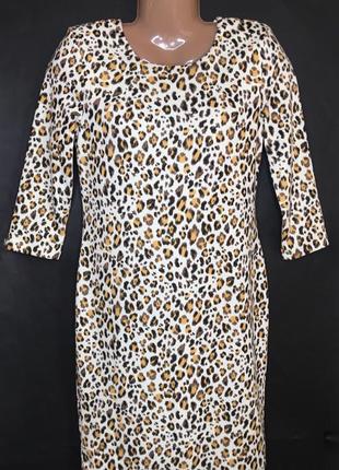 Шикарное платье миди с леопардовым принтом1 фото
