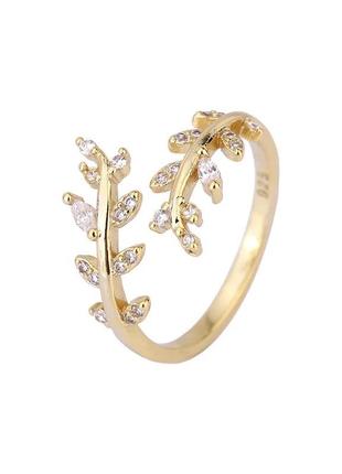 Каблучка гілочка ніжне кільце регульоване з камінцями цирконію