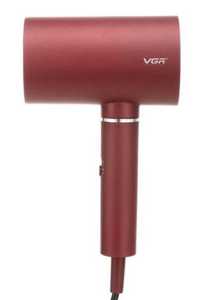 Профессиональный фен для волос vgr v-431 мощностью 1600-1800 вт с режимом холодного воздуха. цвет: красный3 фото