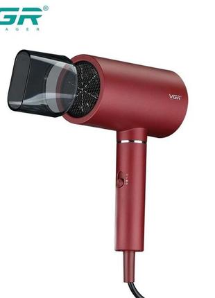 Профессиональный фен для волос vgr v-431 мощностью 1600-1800 вт с режимом холодного воздуха. цвет: красный5 фото