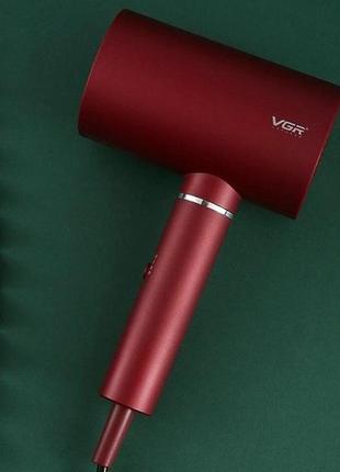 Профессиональный фен для волос vgr v-431 мощностью 1600-1800 вт с режимом холодного воздуха. цвет: красный6 фото