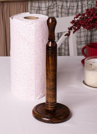 Держатель для бумажных полотенец деревянный темный с продолговатым наконечником h 29 cm