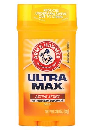 Arm & hammer ultramax твердий дезодорант антиперспірант для чоловіків аромат active sport arh-197441 фото