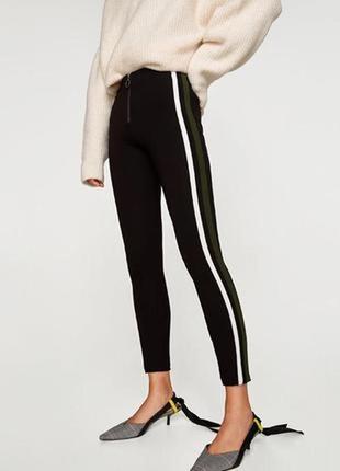 Актуальные утягивающее брюки zara с лампасами плотные лосины леггинсы