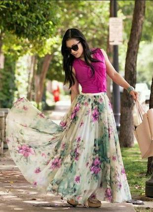 Невероятно - красивая шифоновая юбка с воланом1 фото
