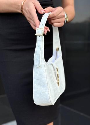 👜 yves saint laurent hobo white croco2 фото