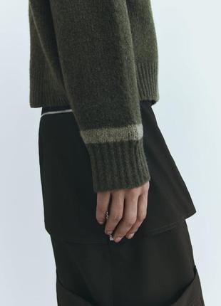 Свитер женский зеленый открытая спинка zara new3 фото