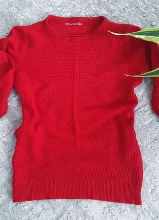 Приятный к телу красный свитер размер универсален от с дол джемпер, реглан, теплая кофта