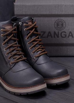 Чоловічі зимові шкіряні черевики zg black flotar military style