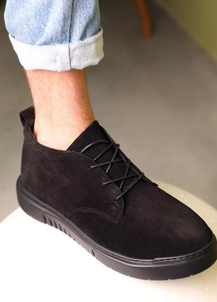 Ботинки мужские замшевые черные6 фото