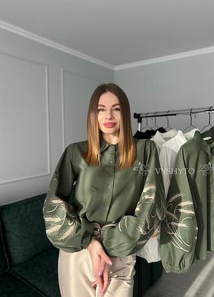 🌾женская рубашка с вышивкой «колоски»