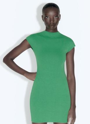 Короткое платье женское зеленая zara new3 фото