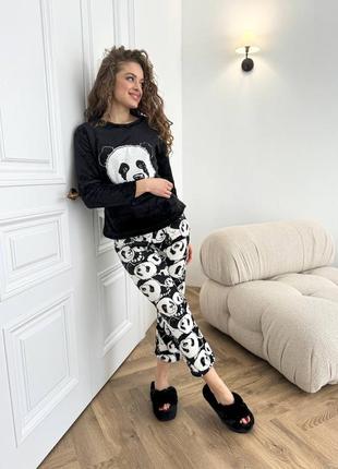 Пижама теплая махровая «панда» кофта и штаны3 фото