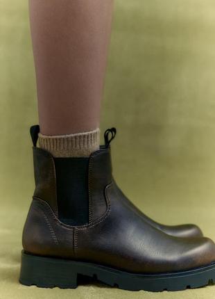 Ботинки женские коричневые zara new5 фото