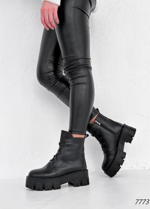 Ботинки женские molly черные зима 7773 натуральная кожа набивная шерсть3 фото