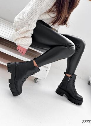 Ботинки женские molly черные зима 7773 натуральная кожа набивная шерсть9 фото