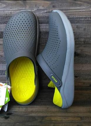 Крокс лайтрайд клог сірі с зеленим crocs literide clog grey/light green