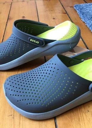 Крокс лайтрайд клог сірі с зеленим crocs literide clog grey/light green9 фото