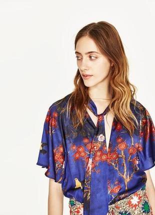 320/уникальная блуза-боди в яркий цветочный принт популярного испанского бренда zara.3 фото