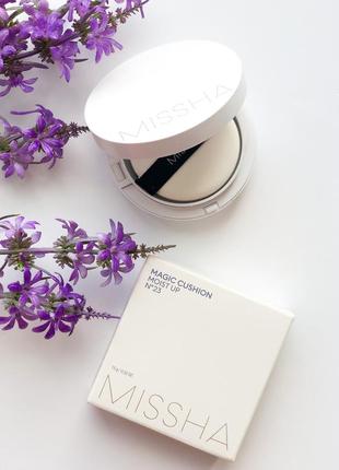 Зволожуючий кушон missha magic cushion moist up spf50+/pa+++ бездоганний макіяж1 фото