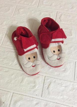 Тапочки детские трикотажные на резиновой подошве липучки р.26-27 17,5см