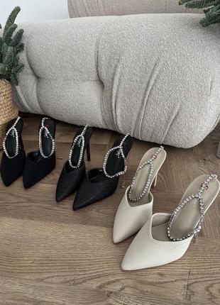 Туфельки под известный бренд в трех цветах черные бежевые люрексовые женские праздничные элегантные изящные2 фото