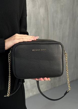 👜 michael kors jet set medium logo crossbody bag black