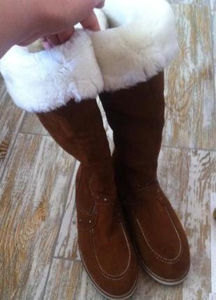 Високі зимові чоботи угги з натуральної замші та натурального хутра на платформі marginalium 404 фото