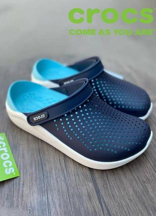 Крокс лайтрайд клог сині crocs literide clog navy/almost white1 фото