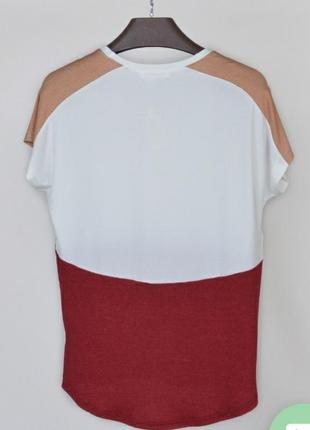 Стильная белая с бордовым футболка большой размер батал2 фото