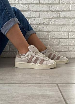 Adidas campus 00s chalk white brown, кроссовки адедас жжиночи, кроссовки женккие адидас демисезонные