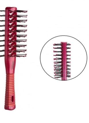 Щітка для волосся eurostil тунельні двостороння для сушки, укладки, прикореневого об'єму, червона1 фото