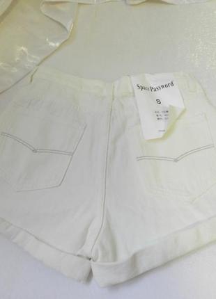 Білі джинсові шортики висока посадка6 фото