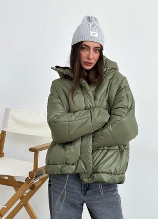 Зимняя стильная куртка на силиконе3 фото