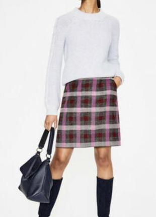 Спідниця твідова з кишенями в карту