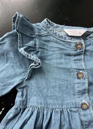 Новое платье джинсовое на девочку 3/6 месяцев6 фото